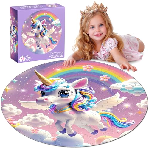 72 Stück schimmerndes Einhorn-Jumbo-Puzzle, Bodenpuzzle für Kinder im Alter von 4–6 3–5 Jahren, Mädchen, Geschenke, Geburtstag, funkelnd 72 Stück schimmerndes Einhorn-Jumbo-Puzzle, Bodenpuzzle für Kinder im Alter von 4–6 3–5 Jahren, Mädchen, Geschenke, Geburtstag, funkelnd von Ppotyo