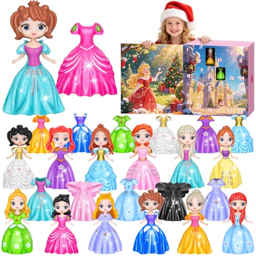 Ppotyo Adventskalender 2025 Prinzessin für Mädchen Deformation Kleid Spielzeug 24 Tage Weihnachten Countdown Kalender von Ppotyo