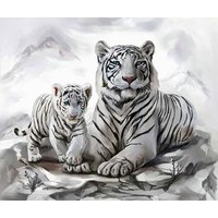Diamond Painting Weiße Tigermama mit Jungtier 40x30 cm von Pracht Creatives Hobby GmbH