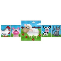 Pixel Bastelset 18 Huhn, Schwein, Kuh, Katze, Schaf von Pracht Creatives Hobby GmbH