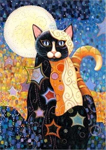 Diamond Painting Set, Bild mit Motiv Katze im Mondlicht und Zubehör, Größe ca. 25 x 35 cm, Bastelset zum Malen mit Glitzersteinchen für Kinder ab 5 Jahren Diamond Painting Set, Bild mit Motiv Katze im Mondlicht und Zubehör, Größe ca. 25 x 35 cm, Bastelset zum Malen mit Glitzersteinchen für Kinder ab 5 Jahren von Pracht Creatives Hobby