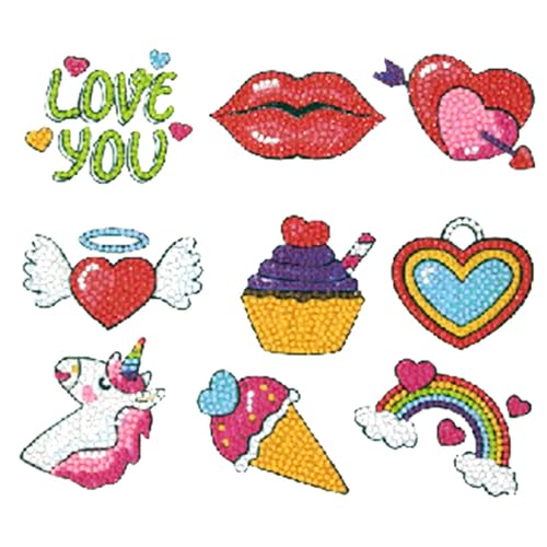 Diamond Painting Stickerset, Motiv Girl Power, Bastelset zum Gestalten von Aufklebern mit Glitzersteinchen, für Kinder ab 5 Jahren von Pracht Creatives Hobby