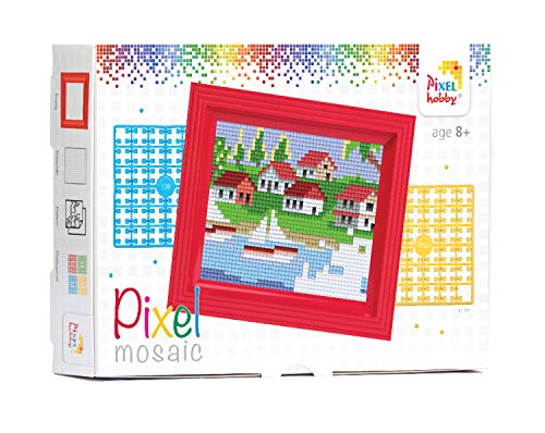 Pixel P31253 Mosaik Geschenkverpackung See, Pixelbild mit Rahmen, kinderleichtes Stecksystem, ohne Bügeln und Kleben, Steinchen aus Biokunststoff von Pracht Creatives Hobby