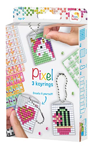 Pixel P20131 Mosaik Medaillon Mädchen, Schlüssel-Anhänger für Kinder zum Selbstgestalten, kinderleichtes Stecksystem, ohne Bügeln u. Kleben, Steinchen aus Biokunststoff von Pracht Creatives Hobby