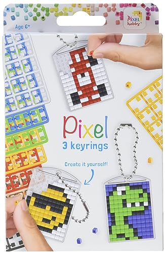 Pixel P20132 Mosaik Medaillon Jungen, Schlüssel-Anhänger für Kinder zum Selbstgestalten, kinderleichtes Stecksystem, ohne Bügeln u. Kleben, Steinchen aus Biokunststoff von Pracht Creatives Hobby
