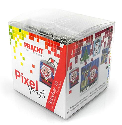 Pixel P90018-63501 Spaß Bastelset 10, zur Gestaltung von 4 Schlüsselanhängern (Medaillons) für Kinder, kinderleichtes Stecksystem, ohne Bügeln und Kleben, Steinchen aus Biokunststoff von Pracht Creatives Hobby