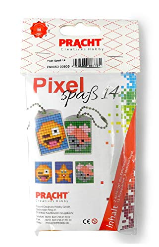 Pixel P90053-00505 Spaß Bastelset 14, zur Gestaltung von 2 Schlüsselanhängern (Medaillons) für Kinder, kinderleichtes Stecksystem, ohne Bügeln und Kleben, Steinchen aus Biokunststoff von Pracht Creatives Hobby
