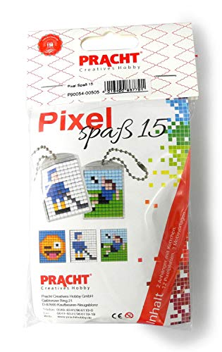 Pixel P90054-00505 Spaß Bastelset 15, zur Gestaltung von 2 Schlüsselanhängern (Medaillons) für Kinder, kinderleichtes Stecksystem, ohne Bügeln und Kleben, Steinchen aus Biokunststoff von Pracht Creatives Hobby
