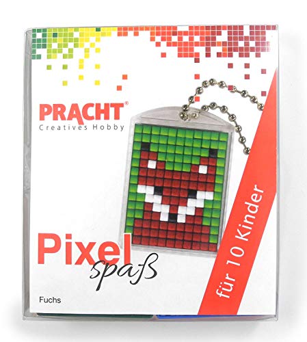 Pixel P90058-01501 Spaß Bastelset Fuchs, mit 10 Medaillons zum Pixeln, einfaches Stecksystem ohne Bügeln und Kleben, für Kindergeburtstag, Bastelnachmittag, Schulen und Kitas von Pracht Creatives Hobby