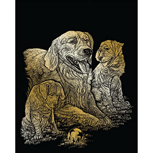 Royal & Langnickel - Kratzbild Golden Retriever, Gold, Kratzbilder für Kinder und Erwachsene, mit Kratzstift und Vorlage von Pracht Creatives Hobby