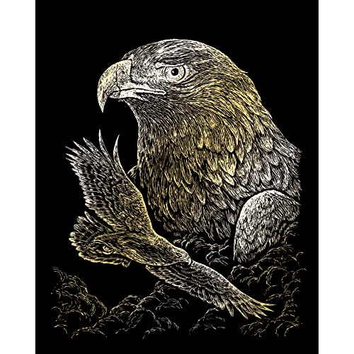 Royal & Langnickel - Kratzbild Adler, Gold, Kratzbilder für Kinder und Erwachsene, mit Kratzstift und Vorlage von Pracht Creatives Hobby