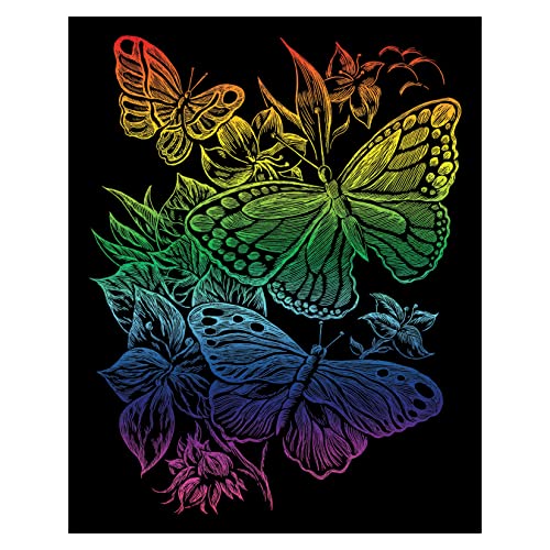 Royal & Langnickel - Kratzbild Schmetterlinge Rainbow, Kratzbilder für Kinder und Erwachsene, mit Kratzstift und Vorlage von Pracht Creatives Hobby