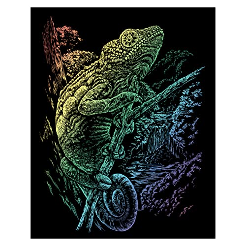 Pracht Creatives Hobby Royal & Langnickel - Kratzbild Chamäleon Rainbow, Kratzbilder für Kinder und Erwachsene, mit Kratzstift und Vorlage von Pracht Creatives Hobby