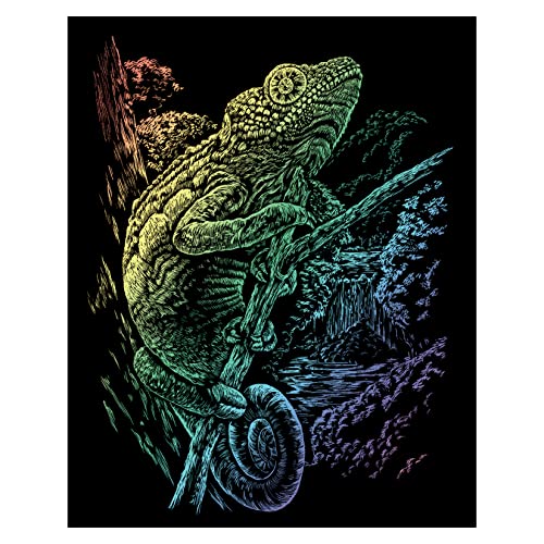 Royal & Langnickel - Kratzbild Chamäleon Rainbow, Kratzbilder für Kinder und Erwachsene, mit Kratzstift und Vorlage von Pracht Creatives Hobby
