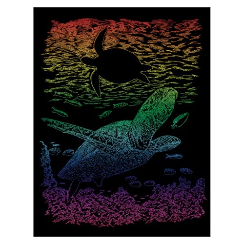 Royal & Langnickel - Kratzbild Meeresschildkröte Rainbow, Kratzbilder für Kinder und Erwachsene, mit Kratzstift und Vorlage von Pracht Creatives Hobby