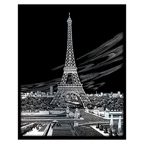 Royal & Langnickel - Kratzbild Eiffelturm, Silber, Kratzbilder für Kinder und Erwachsene, mit Kratzstift und Vorlage von Pracht Creatives Hobby