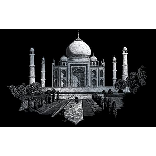 Royal & Langnickel - Kratzbild Taj Mahal, Silber, Kratzbilder für Kinder und Erwachsene, mit Kratzstift und Vorlage von Pracht Creatives Hobby