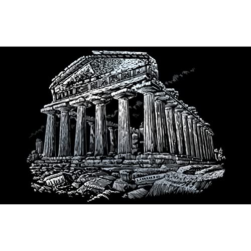 Royal & Langnickel - Kratzbild Parthenon, Silber, Kratzbilder für Kinder und Erwachsene, mit Kratzstift und Vorlage von Pracht Creatives Hobby