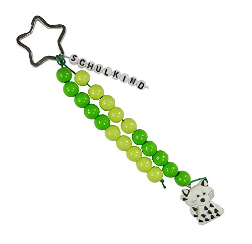Pracht Creatives Hobby 5935-12031 Rechenkette zum Selbstgestalten, mit Schlüsselanhänger, Schulkind hellgrün-grün, Bastelset mit 20 Rechenperlen, als Geschenk zur Einschulung, für die Zuckertüte von Pracht Creatives Hobby