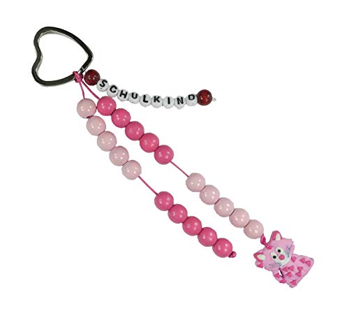 Pracht Creatives Hobby 5935-12151 Rechenkette zum Selbstgestalten, mit Schlüsselanhänger, Schulkind rosa-pink, Bastelset mit 20 Rechenperlen, als Geschenk zur Einschulung, für die Zuckertüte von Pracht Creatives Hobby