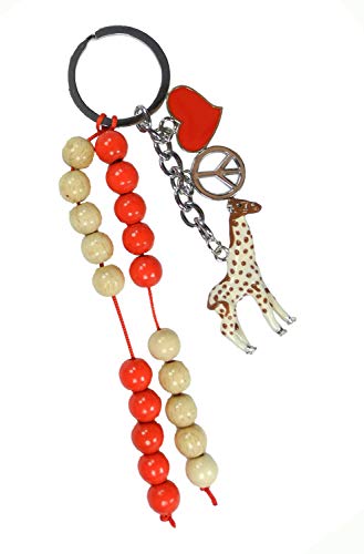 Pracht Creatives Hobby 5936-12045 Rechenkette zum Selbstgestalten, mit Schlüsselanhänger, Giraffe rot-natur, Bastelset mit 20 Rechenperlen, als Geschenk zur Einschulung, für die Zuckertüte von Pracht Creatives Hobby