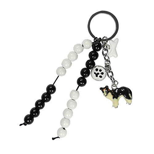 Pracht Creatives Hobby 5936-12175 Rechenkette zum Selbstgestalten, mit Schlüsselanhänger, Hund schwarz-weiß, Bastelset mit 20 Rechenperlen, als Geschenk zur Einschulung, für die Zuckertüte von Pracht Creatives Hobby