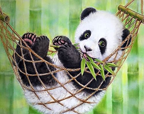 Diamond Painting Set, Bild mit Motiv Panda und Zubehör, Größe ca. 35 x 25 cm, Bastelset zum Malen mit Glitzersteinchen für Kinder ab 5 Jahren von Pracht Creatives Hobby