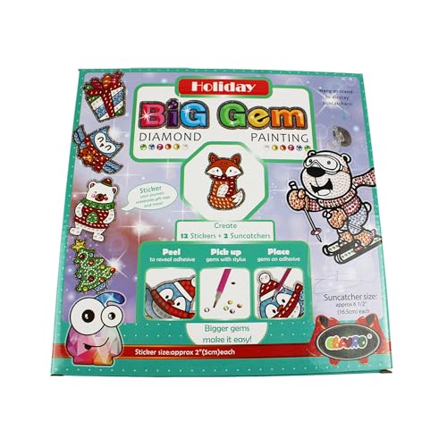 Diamond Painting Box Holiday, für 12 Sticker und 2 Fensterbilder mit festlichen Motiven, Bastelset zum Malen mit Glitzersteinen, für Kinder ab 8 Jahren von Pracht Creatives Hobby