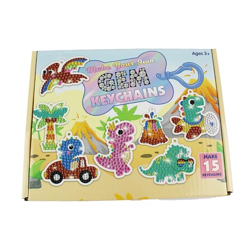 Diamond Painting Box Dinos, für 15 Schlüsselanhänger mit coolen Dinosaurier Motiven, Bastelset zum Malen mit Glitzersteinen, für Kinder ab 8 Jahren Diamond Painting Box Dinos, für 15 Schlüsselanhänger mit coolen Dinosaurier Motiven, Bastelset zum Malen mit Glitzersteinen, für Kinder ab 8 Jahren von Pracht Creatives Hobby