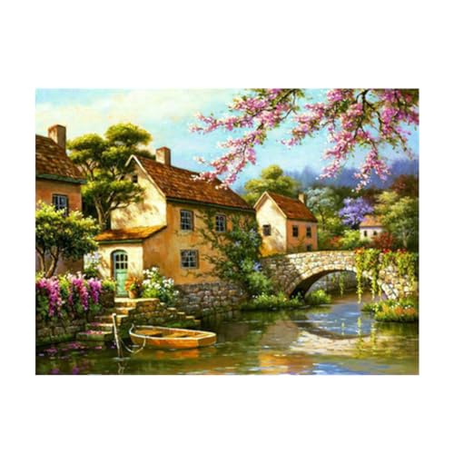 Diamond Painting Set, Bild mit Motiv Dorf am Fluss und Zubehör, Bastelset zum Malen mit Glitzersteinchen, für Kinder ab 5 Jahren Diamond Painting Set, Bild mit Motiv Dorf am Fluss und Zubehör, Bastelset zum Malen mit Glitzersteinchen, für Kinder ab 5 Jahren von Pracht Creatives Hobby