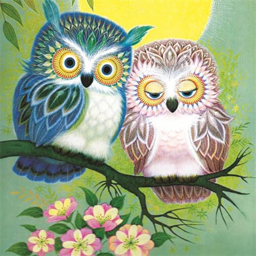 Diamond Painting Set, Bild mit Motiv Eulen und Zubehör, Bastelset zum Malen mit Glitzersteinchen, für Kinder ab 5 Jahren von Pracht Creatives Hobby