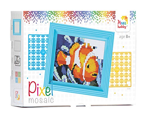 Pixel P31157 Mosaik Geschenkverpackung Nemo, Pixelbild mit Rahmen, kinderleichtes Stecksystem, ohne Bügeln und Kleben, Steinchen aus Biokunststoff von Pracht Creatives Hobby