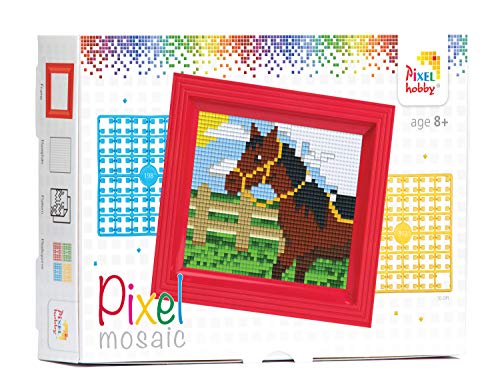 Pracht Creatives Hobby Pracht Creatives Hobby Pixel P31250 Mosaik Geschenkverpackung Pferd, Pixelbild mit Rahmen, kinderleichtes Stecksystem, ohne Bügeln und Kleben, Steinchen aus Biokunststoff von Pracht Creatives Hobby
