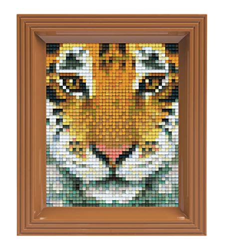 Pracht Creatives Hobby Pracht Creatives Hobby Pixel P31314 Mosaik Geschenkverpackung Tiger, Pixelbild mit Rahmen, kinderleichtes Stecksystem, ohne Bügeln und Kleben, Steinchen aus Biokunststoff von Pracht Creatives Hobby