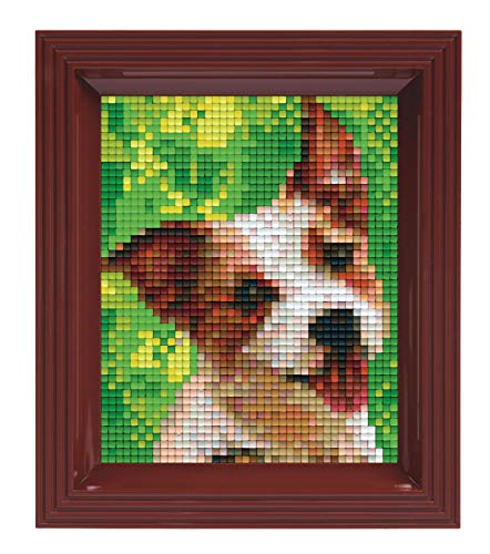 Pixel P31320 Mosaik Geschenkverpackung Hund, Pixelbild mit Rahmen, kinderleichtes Stecksystem, ohne Bügeln und Kleben, Steinchen aus Biokunststoff von Pracht Creatives Hobby