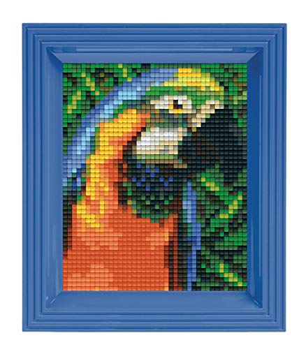 Pixel P31328 Mosaik Geschenkverpackung Papagei, Pixelbild mit Rahmen, kinderleichtes Stecksystem, ohne Bügeln und Kleben, Steinchen aus Biokunststoff von Pracht Creatives Hobby
