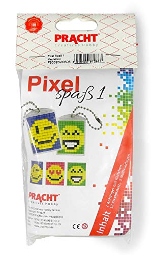 Pixel P90020-00505 Spaß Bastelset 1, zur Gestaltung von 2 Schlüsselanhängern für Kinder, kinderleichtes Stecksystem, ohne Bügeln und Kleben, Steinchen aus Biokunststoff von Pracht Creatives Hobby