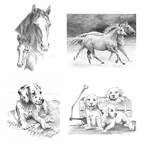 Royal & Langnickel - Sketching - Skizzieren leicht gemacht für Kinder ab 8 Jahren, vier Bilder mit Hunde- und Pferdemotiven bieten den idealen Einstieg ins ausdrucksstarke Zeichnen von Pracht Creatives Hobby