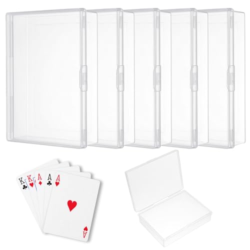 Prasacco 5 Stück Spielkarten Box mit Deckel, Transparentem Kunststoff Spielkartenbox 9.5 x 6.9 x 2.4 cm Kleinen Aufbewahrungsbox für Bankkarten Visitenkarten Spielkarten Perlen Schmuck Kunsthandwerk von Prasacco