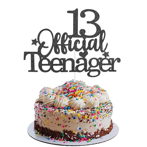 Prasacco Tortendeko 13 Official Teenager Cake Topper - Schwarzer Glitzer Cupcake Toppers für 13. Geburtstag Party - Kuchen Deko für 13 Jahre Alte Jungen und Mädchen Prasacco Tortendeko 13 Official Teenager Cake Topper - Schwarzer Glitzer Cupcake Toppers für 13. Geburtstag Party - Kuchen Deko für 13 Jahre Alte Jungen und Mädchen von Prasacco