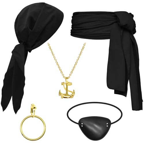Piratenkostüm-Zubehör-Set für Damen und Herren, Piraten-Gürtel und Piraten-Kopftuch, Bandanas für Halloween, Schwarz Piratenkostüm-Zubehör-Set für Damen und Herren, Piraten-Gürtel und Piraten-Kopftuch, Bandanas für Halloween, Schwarz von Prebene