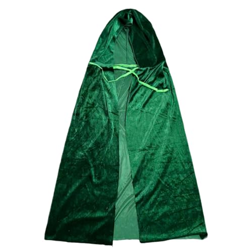Prebene Renaissance-Umhang, mittelalterlicher Elfen-Kapuzenumhang, Halloween, Cosplay, Kostüme, Umhang mit Halskette, Ring, Brosche, Grün , M von Prebene
