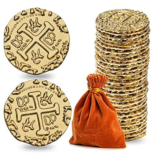 Prefdo Piratenmünzen aus Metall, 35 Stück, Goldschatzmünzen, spanische Doubloon-Repliken, Fantasy-Metallmünzen, Piraten-Goldmünzen für Brettspiele, Spielsteine, Piratenparty, Cosplay Prefdo Piratenmünzen aus Metall, 35 Stück, Goldschatzmünzen, spanische Doubloon-Repliken, Fantasy-Metallmünzen, Piraten-Goldmünzen für Brettspiele, Spielsteine, Piratenparty, Cosplay von Prefdo