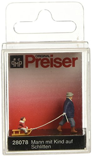Preiser 1/87 Ème – PR28078 – Modelleisenbahn – Mann mit 1 Kind in 1 Schlitten von Preiser