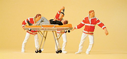 Preiser 1/87 th – pr10532 – Modelleisenbahnen – Personal beizutragen mit Patient auf Deichsel von Preiser 1/87 Ème