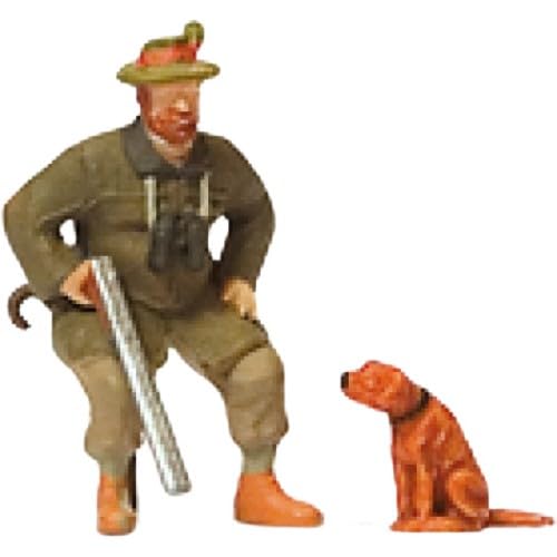 Preiser 1:87 PR28129 Modelleisenbahn-Zubehör – Jäger mit Jagdhund von Preiser
