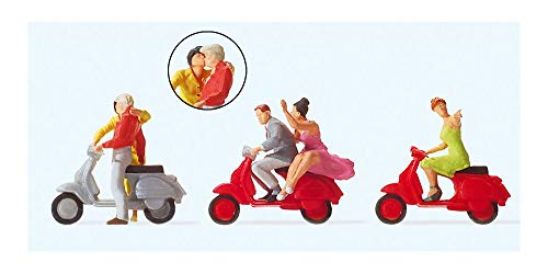 Vespa Fahrer 5 Figuren 3 Vespa Preiser 10607 H0 / 1:87 von Preiser