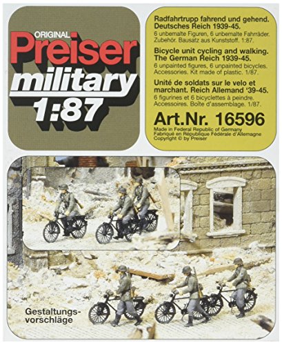 Preiser 1/87 th – pr16596 – Modelleisenbahnen – 6 Figuren Soldaten Deutsch-Fahrrad von Preiser