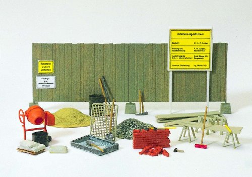 Preiser 1/87 th – pr17177 – Modelleisenbahnen – Betonmischer, Tools, Bretter von Preiser