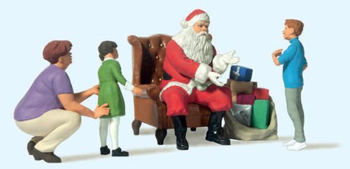 Preiser 44931 Weihnachtsmann in Sessel. Mutter mit Kindern von Preiser